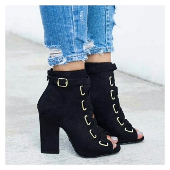 New Arrival- Vegan Suede Ankle Booties, Heels - Picture 5 of 8